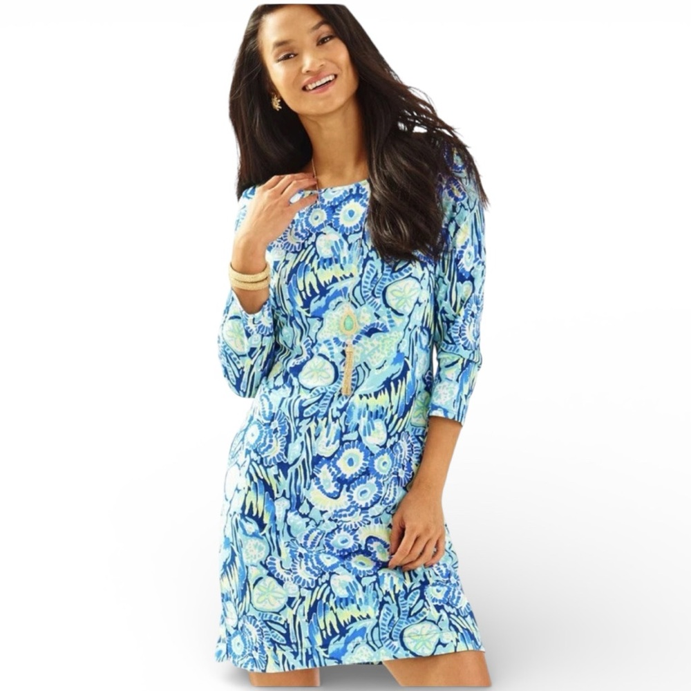 Lilly Pulitzer Marlowe Indigo Sunset Swim Pima Cotton Knit Dress Size XXS